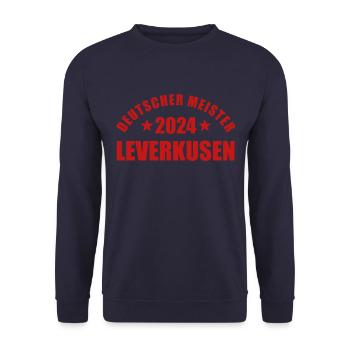 Leverkusen - Deutscher Meister 2024 - Unisex Pullover - Navy - Vorne - Alina (178cm) & Michal (187cm)