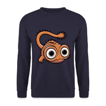 Funny little monster with big eyes - Unisex Sweatshirt - navy - Front - Alina (178cm) & Michal (187cm)