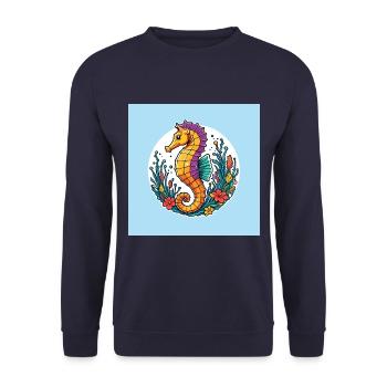 Joli hippocampe décoratif - Sweat-shirt Unisexe - marine - Devant - Alina (178cm) & Michal (187cm)