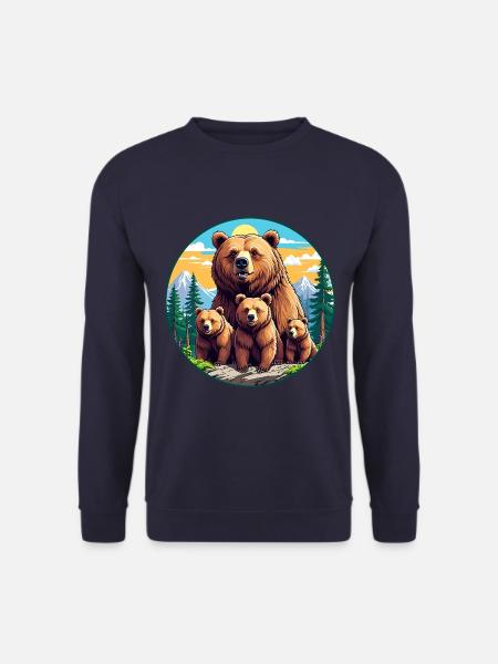 Wehrhafte beschützende Grizzly Mama mit Jungen - Unisex Pullover - Navy