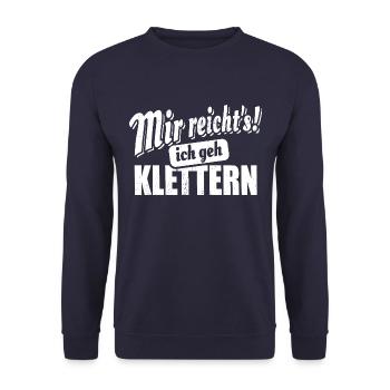 Mir reicht's ich geh klettern - Spruch - Unisex Pullover - Navy - Vorne - Alina (178cm) & Michal (187cm)