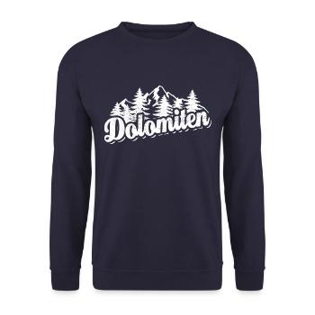 Dolomiten - Wald und Berge Wandern Erholung - Unisex Pullover - Navy - Vorne - Alina (178cm) & Michal (187cm)