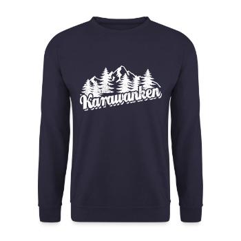 Karawanken - Wald und Berge Wandern Erholung - Unisex Pullover - Navy - Vorne - Alina (178cm) & Michal (187cm)