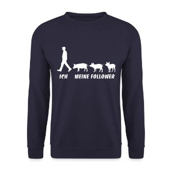Ich Meine Follower Schweine Züchter Landwirt Bauer - Unisex Pullover - Navy - Vorne - Alina (178cm) & Michal (187cm)