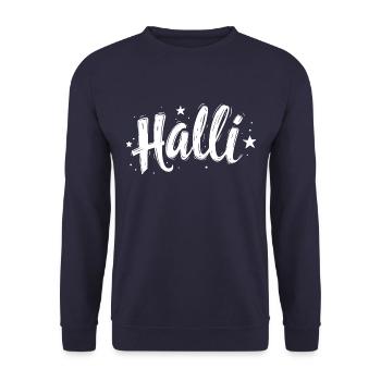 Halli & Galli Partnerlook Party outfit - Halli - Unisex Pullover - Navy - Vorne - Alina (178cm) & Michal (187cm)