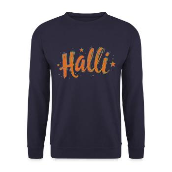 Halli & Galli Partnerlook Party outfit - Halli - Unisex Pullover - Navy - Vorne - Alina (178cm) & Michal (187cm)