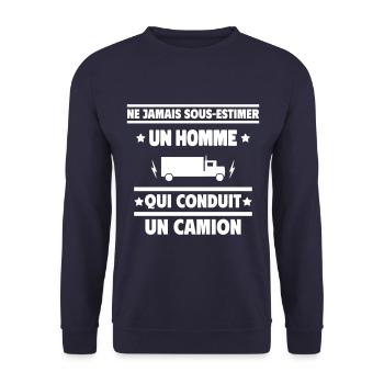 Ne jamais sous-estimer homme qui conduit un camion - Sweat-shirt Unisexe - marine - Devant - Alina (178cm) & Michal (187cm)
