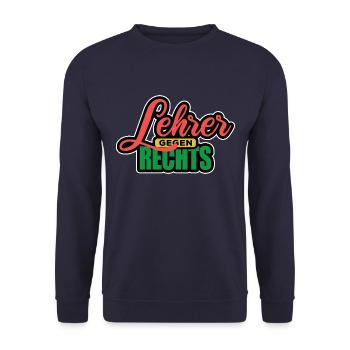 Lehrer Gegen Rechts - Gegen Rechts, gegen Hetze - Unisex Pullover - Navy - Vorne - Alina (178cm) & Michal (187cm)