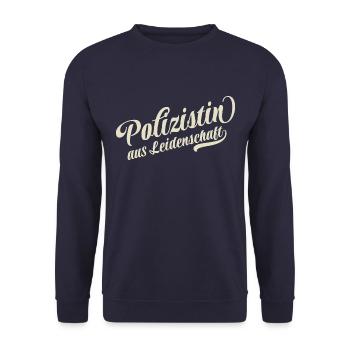 Polizisti aus Leidenschaft - Motivation und Erfolg - Unisex Pullover - Navy - Vorne - Alina (178cm) & Michal (187cm)
