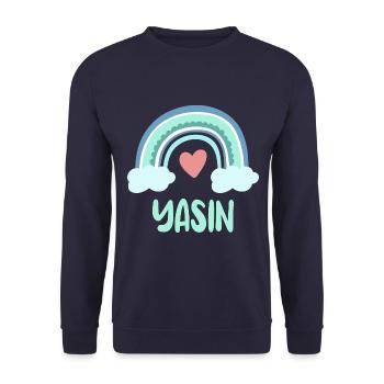 Yasin Name Rainbow Baby - Unisex Sweatshirt - navy - Front - Alina (178cm) & Michal (187cm)
