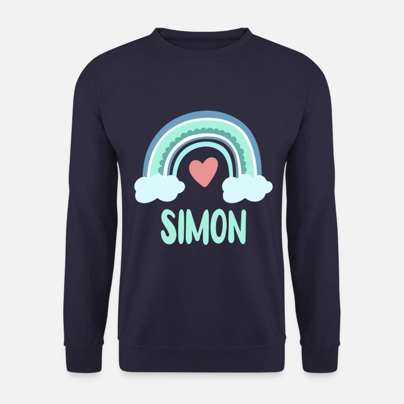 Simon Name Regenbogen Baby - Unisex Pullover - Navy