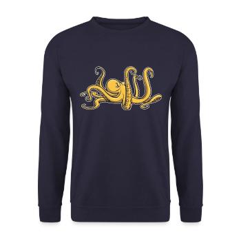 I like octopus - eight tentacles - squid - Unisex Sweatshirt - navy - Front - Alina (178cm) & Michal (187cm)