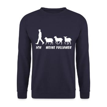 Ich Meine Follower Schafe Züchter Schafhirte - Unisex Pullover - Navy - Vorne - Alina (178cm) & Michal (187cm)