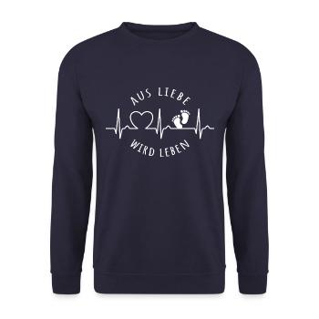 Aus Liebe wird Leben - EKG Kurve Herzkurve Baby - Unisex Pullover - Navy - Vorne - Alina (178cm) & Michal (187cm)