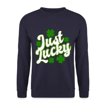 St Patricks Day - Just Lucky - Shamrock - Unisex Pullover - Navy - Vorne - Alina (178cm) & Michal (187cm)