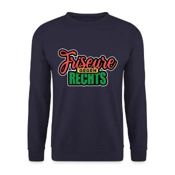 Friseure Gegen Rechts - Gegen Rechts, gegen Hetze - Unisex Pullover - Navy - Vorne - Alina (178cm) & Michal (187cm)