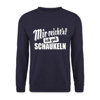 Mir reicht's ich geh schaukeln - Spruch - Unisex Pullover - Navy - Vorne - Alina (178cm) & Michal (187cm)