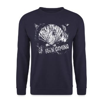 Buen Camino, Jakobsmuschel, Santiago de Compostela - Unisex Pullover - Navy - Vorne - Alina (178cm) & Michal (187cm)