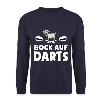 Bock auf Darts - Spruch - lustiges Wortspiel - Unisex Pullover - Navy - Vorne - Alina (178cm) & Michal (187cm)