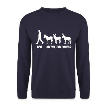 Ich Meine Follower Esel Züchter Landwirt Bauer - Unisex Pullover - Navy - Vorne - Alina (178cm) & Michal (187cm)