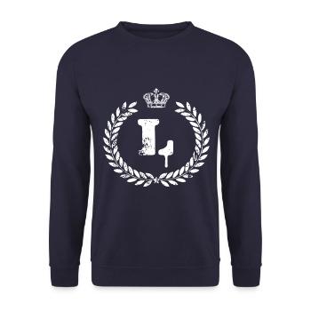L Letter Coat of Arms - Unisex Sweatshirt - navy - Front - Alina (178cm) & Michal (187cm)