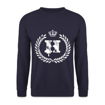 H Buchstabe Wappen - Unisex Pullover - Navy - Vorne - Alina (178cm) & Michal (187cm)