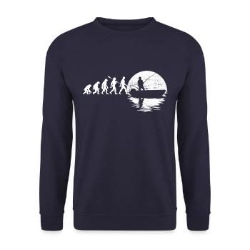 Evolution - Angler im Boot - Mondnacht - Unisex Sweatshirt - navy - Front - Alina (178cm) & Michal (187cm)