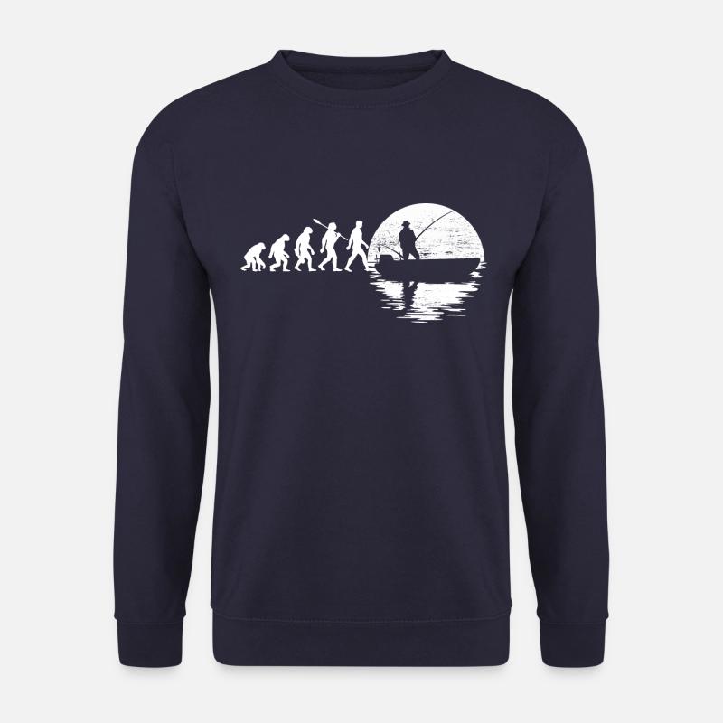 Evolution - Angler im Boot - Mondnacht - Unisex Pullover - Navy