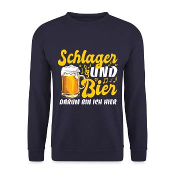 Schlager & Bier - darum bin ich hier - Musik - Unisex Pullover - Navy - Vorne - Alina (178cm) & Michal (187cm)