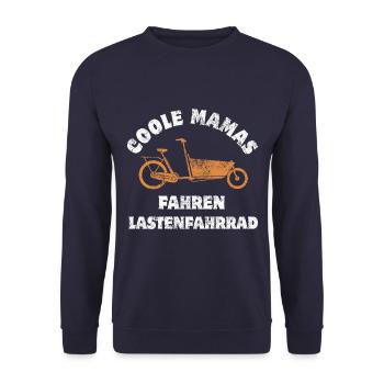 Coole Mamas fahren Lastenfahrrad - Unisex Pullover - Navy - Vorne - Alina (178cm) & Michal (187cm)
