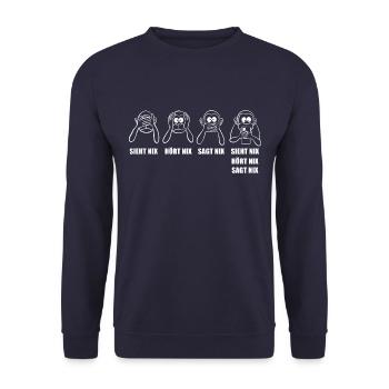 nichts sehen, hören, sagen - Handy süchtig - Unisex Pullover - Navy - Vorne - Alina (178cm) & Michal (187cm)