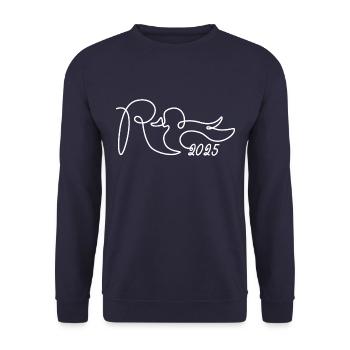 Rente Ente 2025 - Ruhestand - Rentnerin - Unisex Pullover - Navy - Vorne - Alina (178cm) & Michal (187cm)