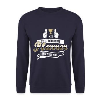 So Sieht Der Beste Pfarrer Der Welt Aus lustig - Unisex Pullover - Navy - Vorne - Alina (178cm) & Michal (187cm)