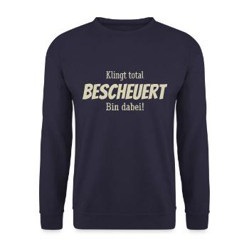 Klingt total bescheuert, bin dabei! Spruch Sticker - Unisex Pullover - Navy - Vorne - Alina (178cm) & Michal (187cm)
