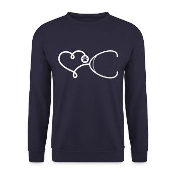 Veterinarian with heart - stethoscope - Unisex Sweatshirt - navy - Front - Alina (178cm) & Michal (187cm)