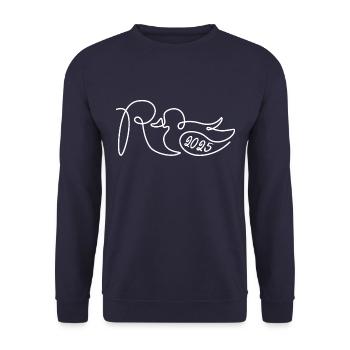 Rente Ente 2025 - Ruhestand - Rentnerin - Unisex Pullover - Navy - Vorne - Alina (178cm) & Michal (187cm)