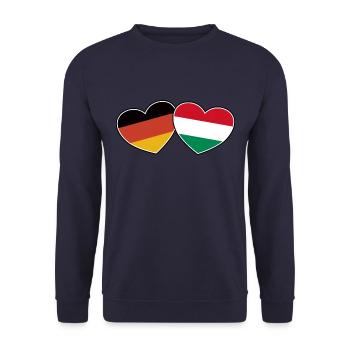 German Hungarian Friendship - Gift - Unisex Sweatshirt - navy - Front - Alina (178cm) & Michal (187cm)