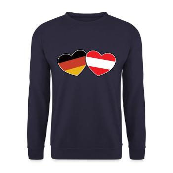 Deutsch Österreichische Freundschaft - Geschenk - Unisex Pullover - Navy - Vorne - Alina (178cm) & Michal (187cm)