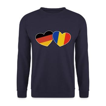 German Romanian Friendship - Gift - Unisex Sweatshirt - navy - Front - Alina (178cm) & Michal (187cm)