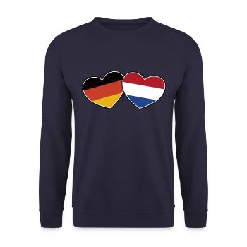 German Dutch Friendship - Gift - Unisex Sweatshirt - navy - Front - Alina (178cm) & Michal (187cm)
