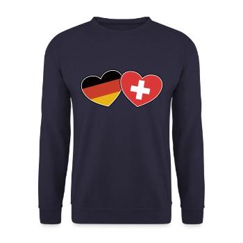 German Swiss Friendship - Gift - Unisex Sweatshirt - navy - Front - Alina (178cm) & Michal (187cm)