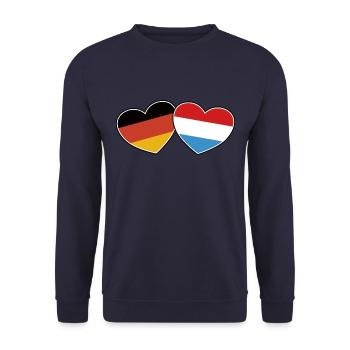 German Luxembourgish Friendship - Gift - Unisex Sweatshirt - navy - Front - Alina (178cm) & Michal (187cm)