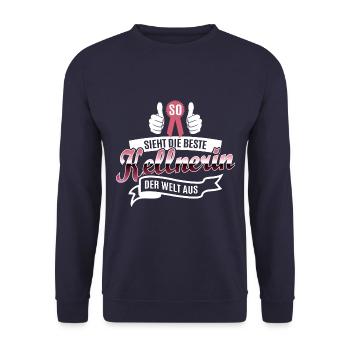 So Sieht Die Beste Kellnerin Der Welt Aus lustig - Unisex Pullover - Navy - Vorne - Alina (178cm) & Michal (187cm)