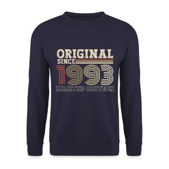 Original seit 1993 Jahrgang Geburtstag Geschenk - Unisex Pullover - Navy - Vorne - Alina (178cm) & Michal (187cm)