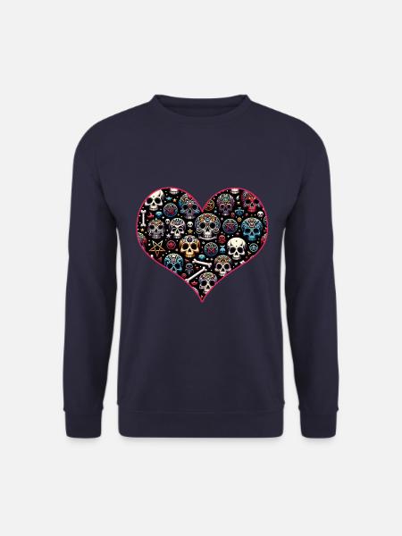 Buntes dekoratives Skullmuster - Unisex Pullover - Navy