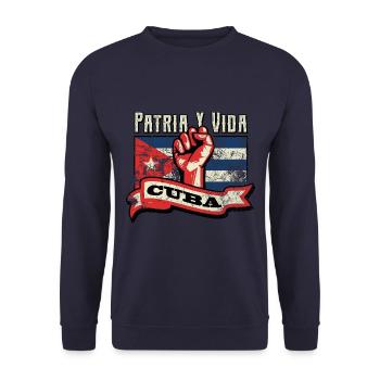 Patria Y Vida - Cuba Drapeau Faust Free Cuba SOS - Sweat-shirt Unisexe - marine - Devant - Alina (178cm) & Michal (187cm)
