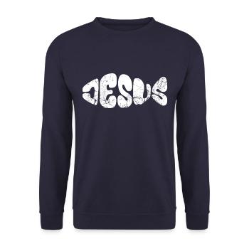 Jésus - Poisson - Amour - Croyants - Don - Sweat-shirt Unisexe - marine - Devant - Alina (178cm) & Michal (187cm)
