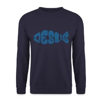 Jésus - Poisson - Amour - Croyants - Don - Sweat-shirt Unisexe - marine - Devant - Alina (178cm) & Michal (187cm)