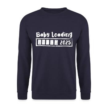 Baby 2025 loading - Pregnancy - Gift - Unisex Sweatshirt - navy - Front - Alina (178cm) & Michal (187cm)