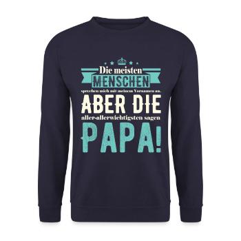 Süße 🥳 Papa Geschenkidee 2022 - Unisex Pullover - Navy - Vorne - Alina (178cm) & Michal (187cm)